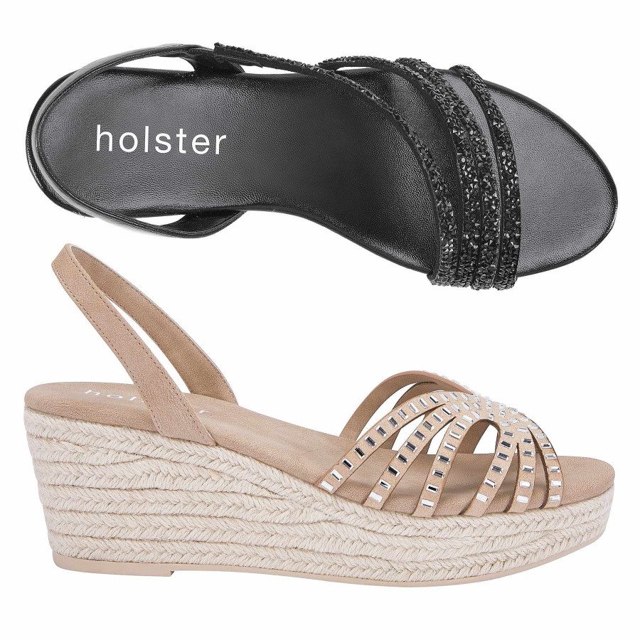 Femmes Holster | Ensemble Espadrilles De Fete Et Espadrilles Sirene - Noir/Beige